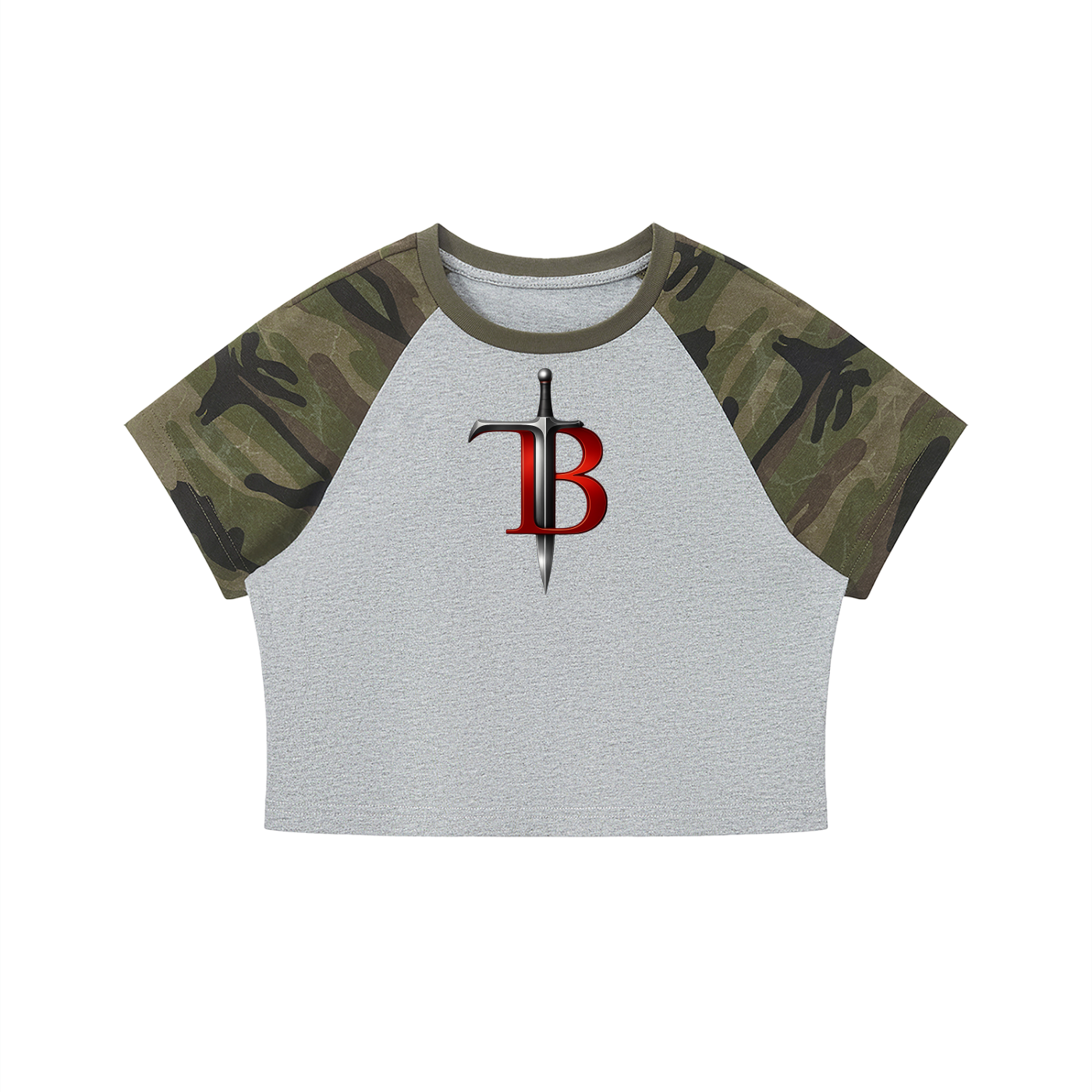 TB Performance Camo Crop Training Tee | Women’s Athletic Crop T-Shirt
