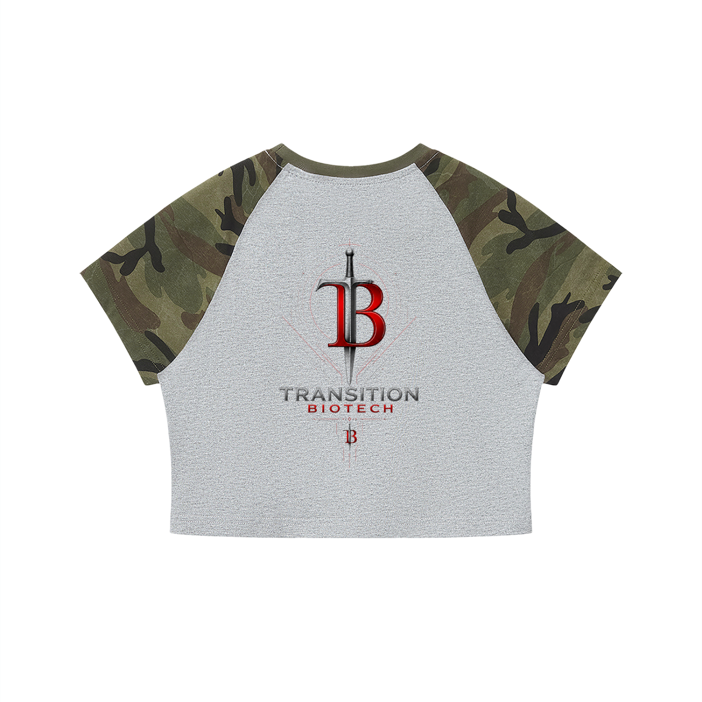 TB Performance Camo Crop Training Tee | Women’s Athletic Crop T-Shirt
