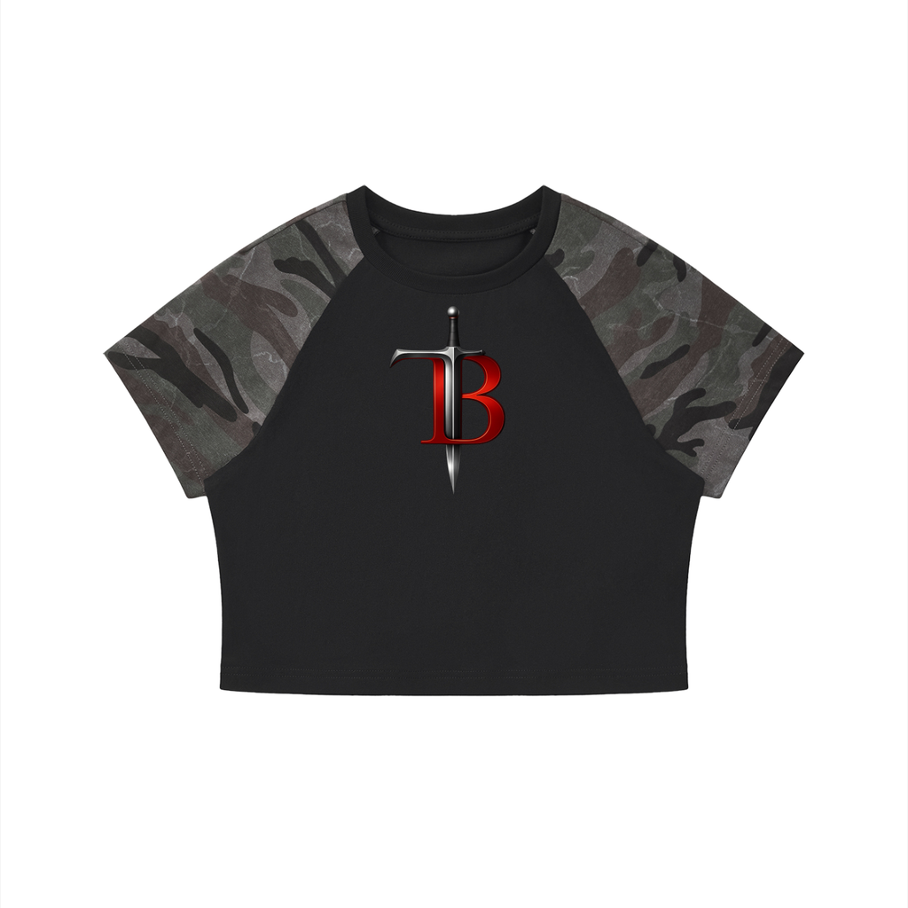 TB Performance Camo Crop Training Tee | Women’s Athletic Crop T-Shirt