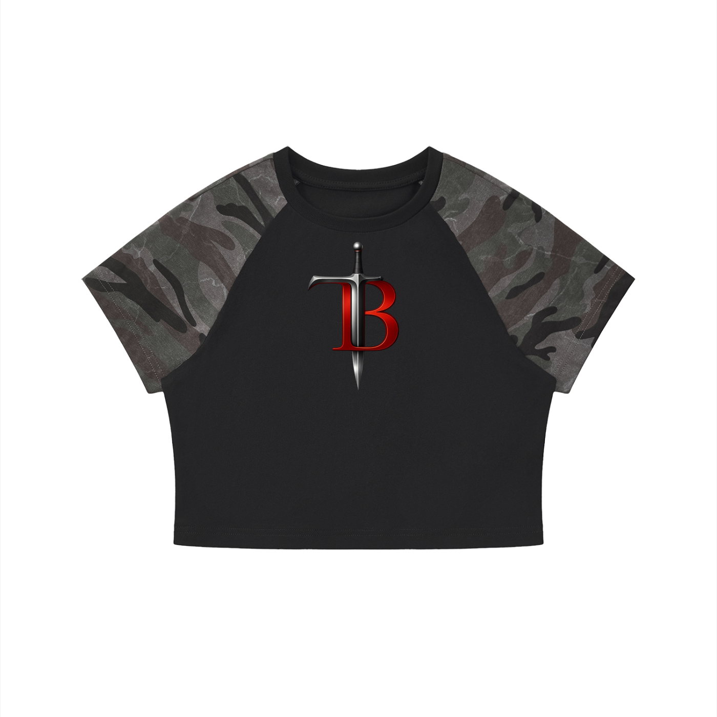 TB Performance Camo Crop Training Tee | Women’s Athletic Crop T-Shirt